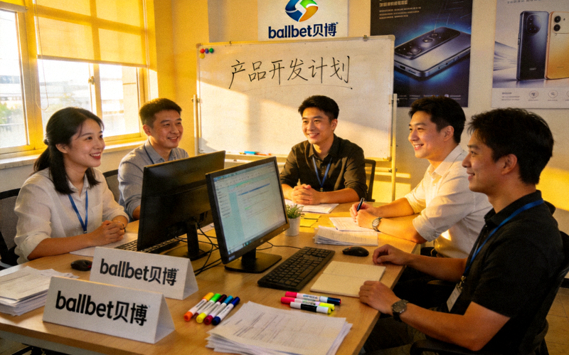 ballbet贝博团队在办公室讨论产品开发